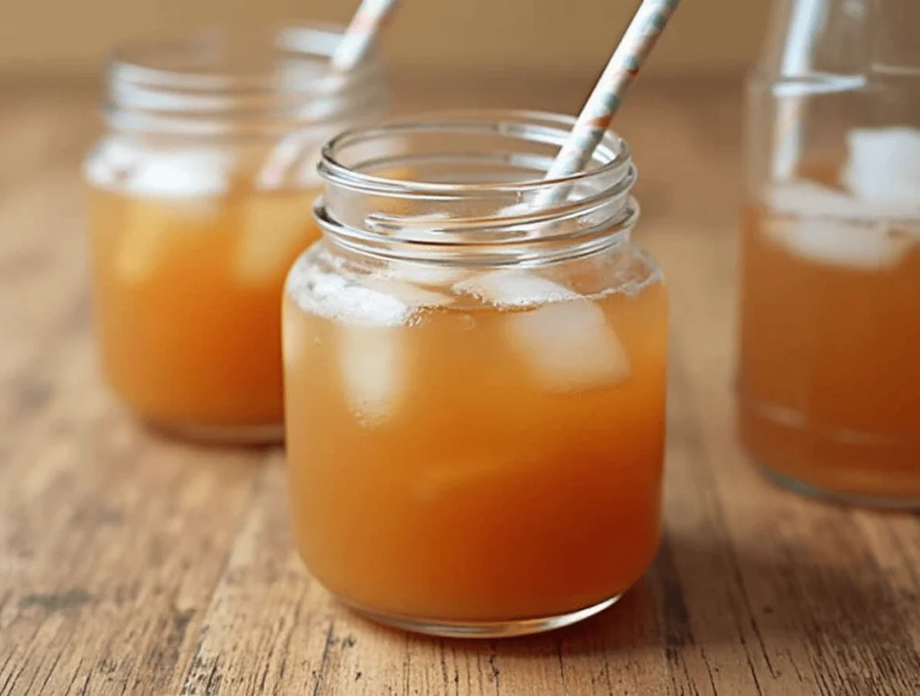 Refreshing Apple Cider Mocktail served in a glass, garnished with a cinnamon stick, apple slices, and a sprig of rosemary.